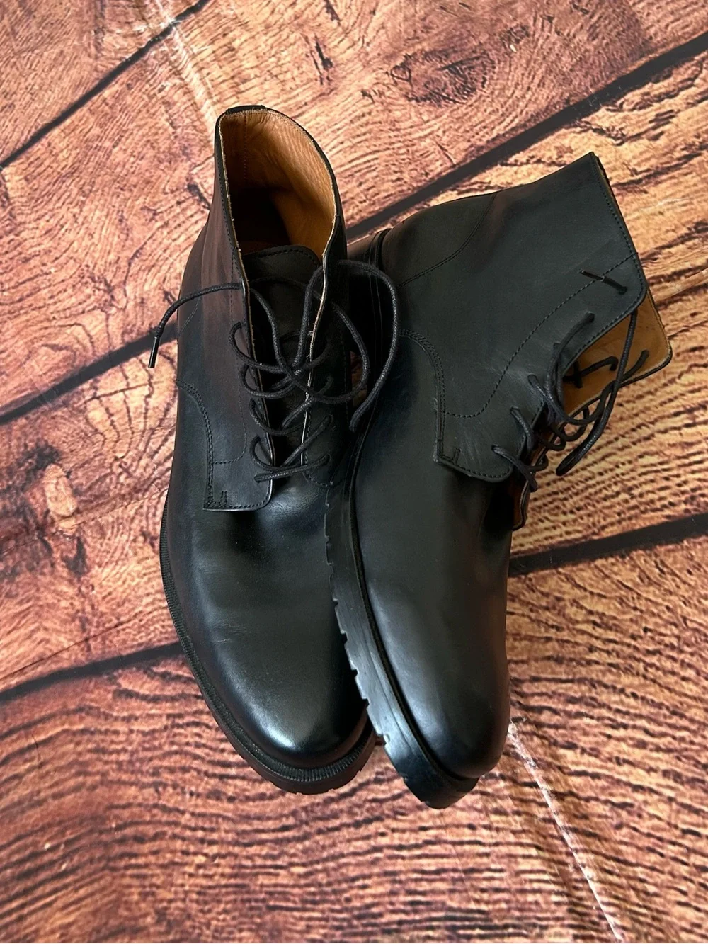Dunross and Sons Samuel Mens Leather Plain Toe Lace Up Ankle Boots Size 10